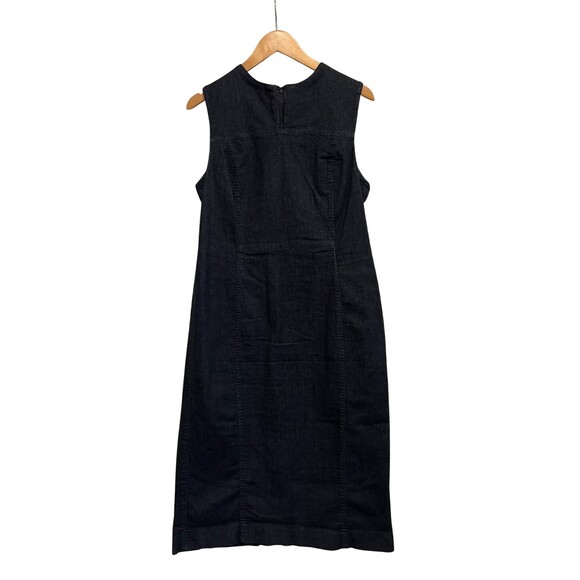 Banana Republic Denim Dress Midi Sleeveless Sheath Dark Wash Split V Neck 14 - Picture 1 of 14